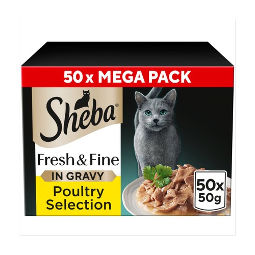 Sheba Fresh & Fine Wet Cat Food Pouches Poultry Collection in Gravy