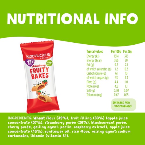 Kiddylicious Strawberry Fruity Bakes Baby Snacks Multi