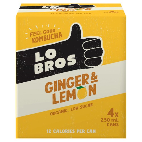 Lo Bros Kombucha Ginger & Lemon Low Sugar Multipack