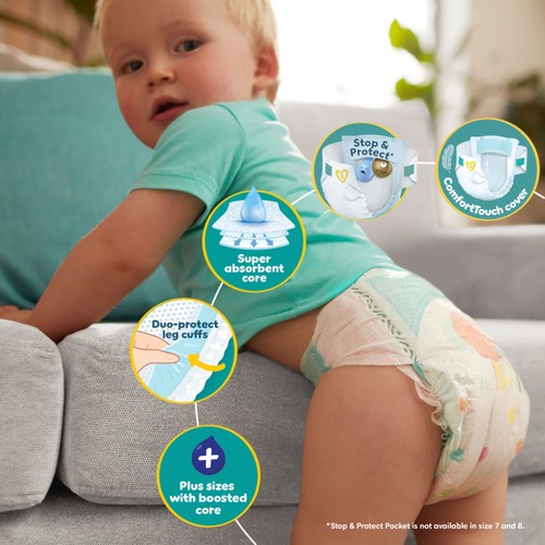 Pampers Baby-Dry Nappies, Size 4 (9-14kg) Essential Pack