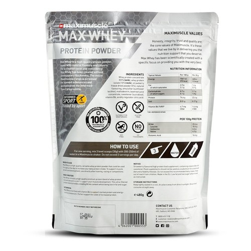 Maximuscle Strawberry Max Whey Protein Powder 