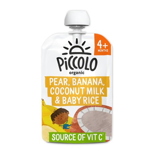 Piccolo Pear, Banana, Coconut Milk & Baby Rice Baby Food Pouch 4+ Months