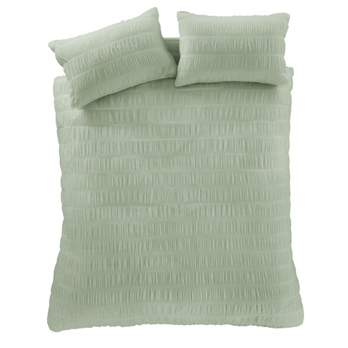 Catherine Lansfield Seersucker King Duvet Set Sage