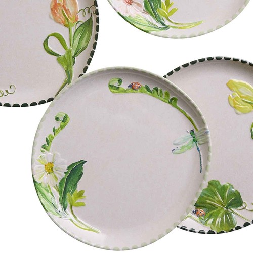 M&S Floral Melamine Dinner Plate Set, Green