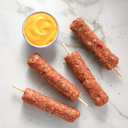Canvin & Gunner Philly Cheese Style Beef Kebabs with a Cheese sauce