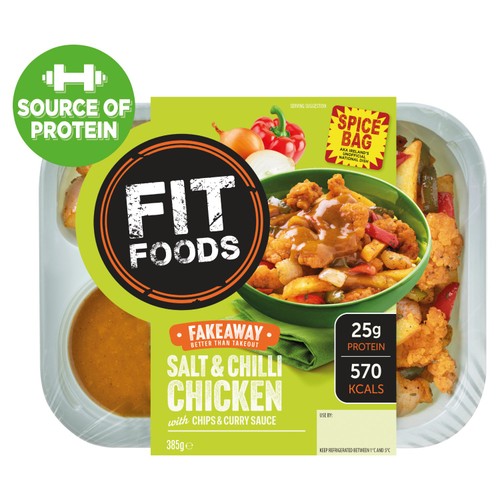 Fit Foods High Protein Salt & Chilli Chicken with Chips & Curry Sauce