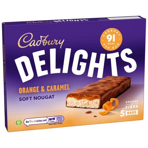 Cadbury Delights Soft Nougat Orange & Caramel Chocolate Bars