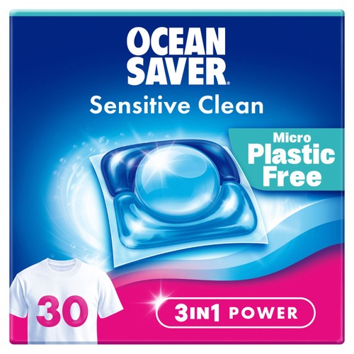 OceanSaver Plastic Free 30 Sensitive Non-Bio Pods Washing Capsules Sea Salt