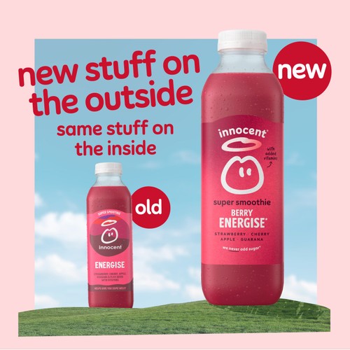 Innocent Berry Energise Super Smoothie, Strawberry & Cherry with Vitamins 