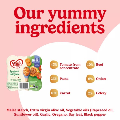 Cow & Gate Spaghetti Bolognese Baby Food Meal 12+ Months