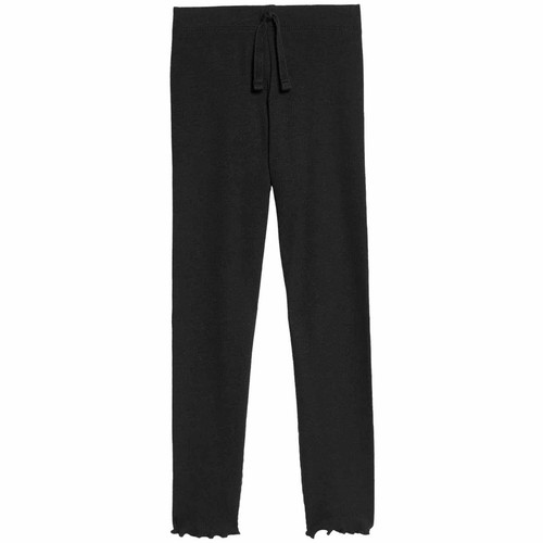M&S Plain Ribbed Cotton Leggings, 6-7 Years, Black