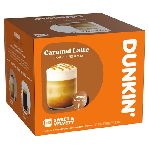 Dunkin Caramel Latte Dolce Gusto Compatible Coffee Pods
