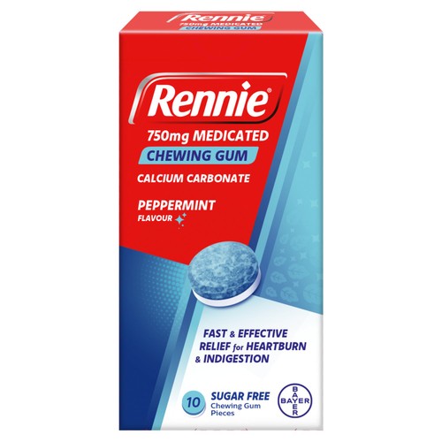 Rennie 750mg Medicated Chewing Gum Peppermint 