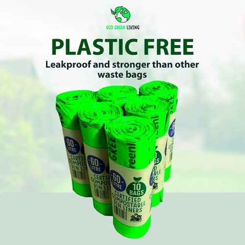 Eco Green Living Certified Compostable 60L Large Bin Bags