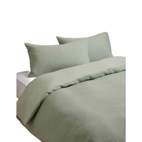 M&S Washed Cotton Waffle Bedding Set, Sage, Double