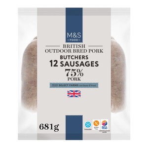 M&S Butchers 12 Sausages 75% Pork