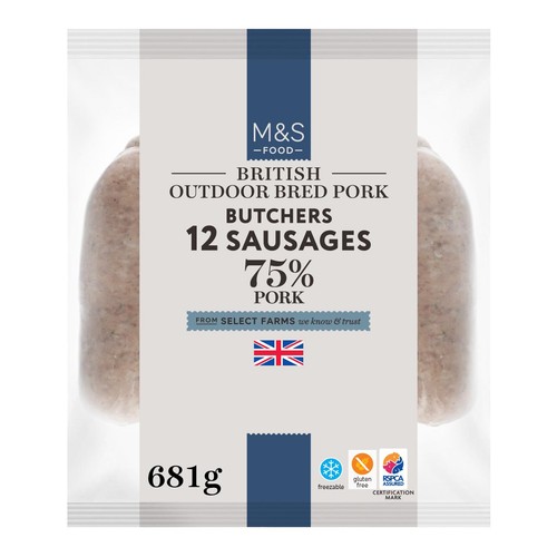 M&S 12 Sausages 75% Pork
