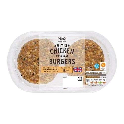 M&S Grill 2 Chicken Tikka Burgers