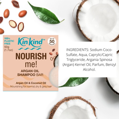 KinKind NOURISH me! Shampoo Bar With Argan Oil and Coconut Oil