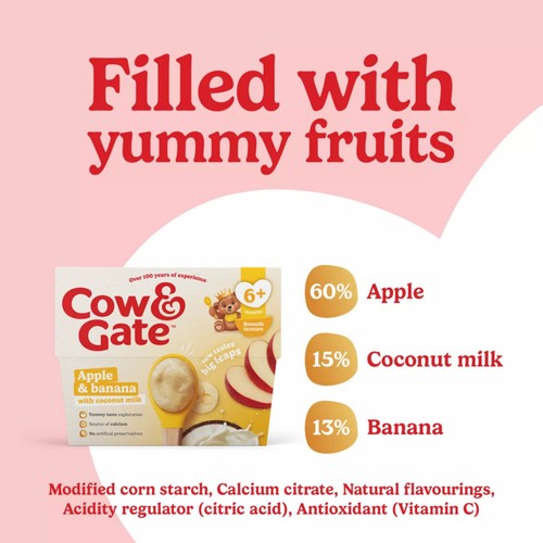 Cow & Gate Apple, Banana with Coconut Milk Baby Food Pot 6+ Months