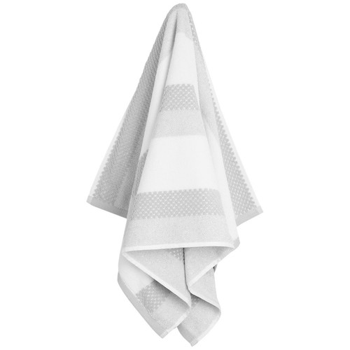 M&S Collection Pure Cotton Striped Textured Bath Sheet, Silver Grey
