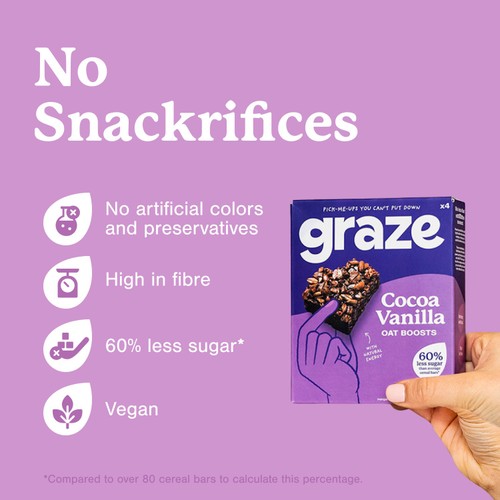 Graze Cocoa Vanilla Oat Boosts Flapjack Snack