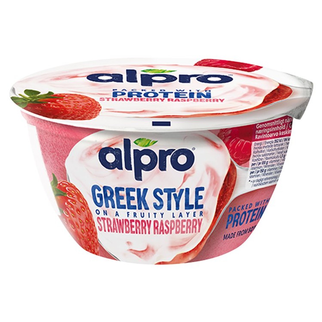 Alpro Greek Style Strawberry Raspberry Dairy Free Yoghurt Alternative 