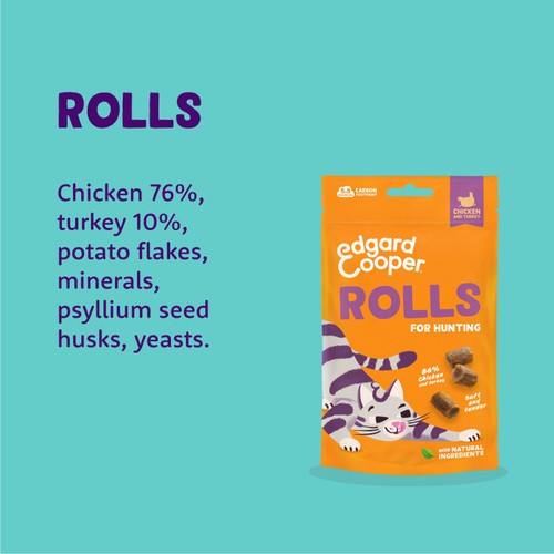 Edgard & Cooper Natural Cat Treat Soft Rolls with Chicken and Turkey