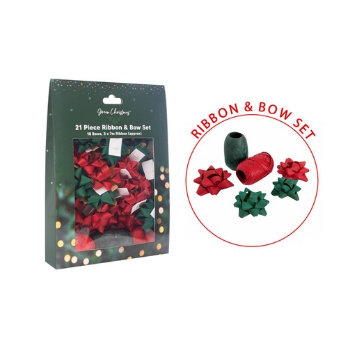 Red & Green Kraft Bow Set