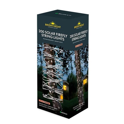 Bright Night 200 Solar Firefly String Lights Bright White