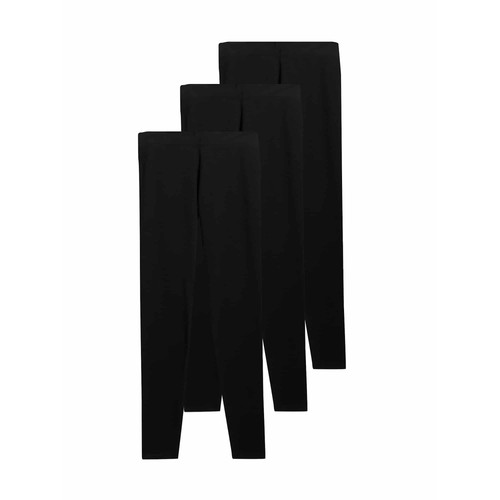 M&S Girls Cotton Rich Plain Leggings 8-9 Years Black