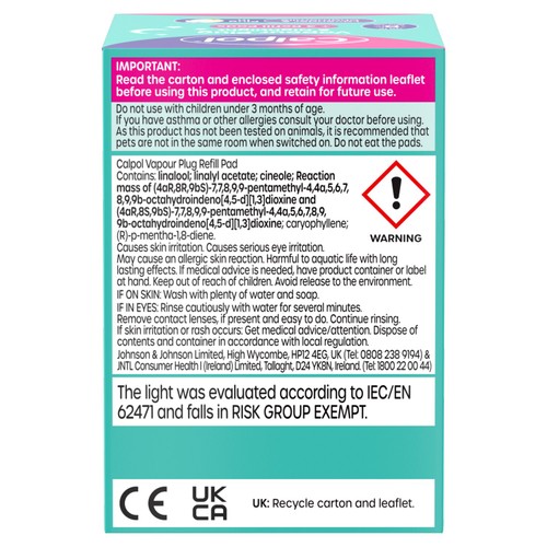 Calpol Vapour Plug  & Nightlight  + 3 Refill Pads Lavender & Chamomile