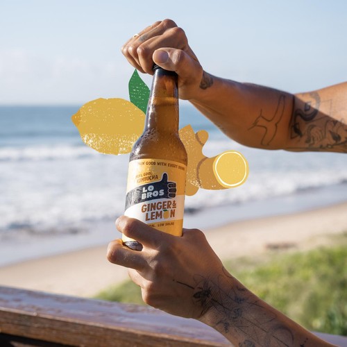 Lo Bros Kombucha Ginger & Lemon Low Sugar