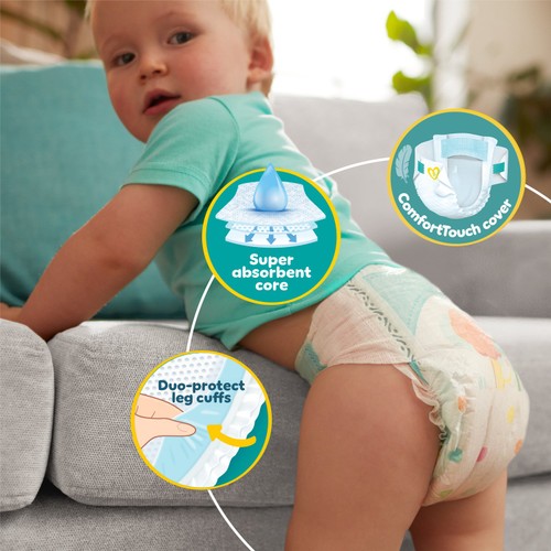 Pampers Baby-Dry Nappies, Size 8 (17kg+) Essential Pack