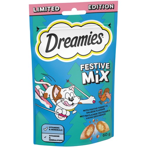 Dreamies Christmas Mix Cat Treats with Salmon and Turkey