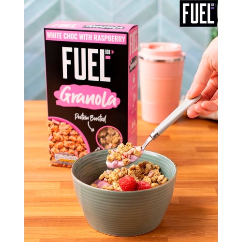 FUEL10K White Chocolate & Raspberry Protein Granola Breakfast Cereal