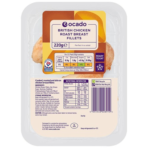 Ocado British Roast Chicken Fillets Skin On