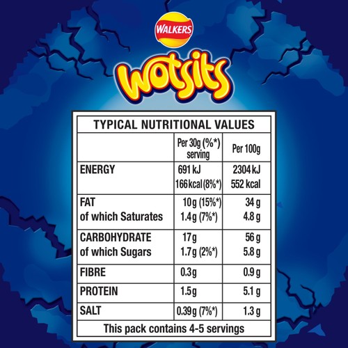 Walkers Wotsits Crunchy Really Cheesy Snacks Crisps 140g