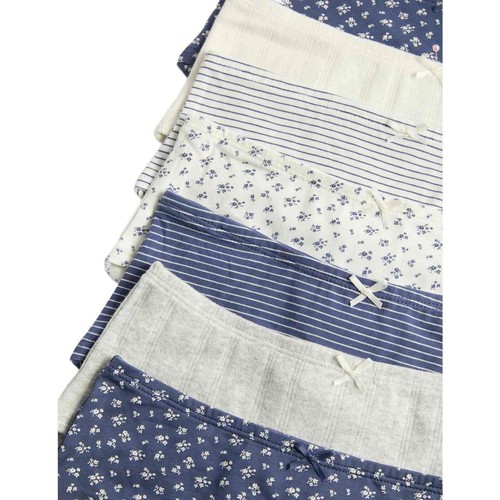 M&S Girls Floral Stripe Pointelle Shorts, 9-10 Years, Navy Mix