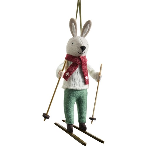 M&S Felt Skiing Rabbit, White Mix