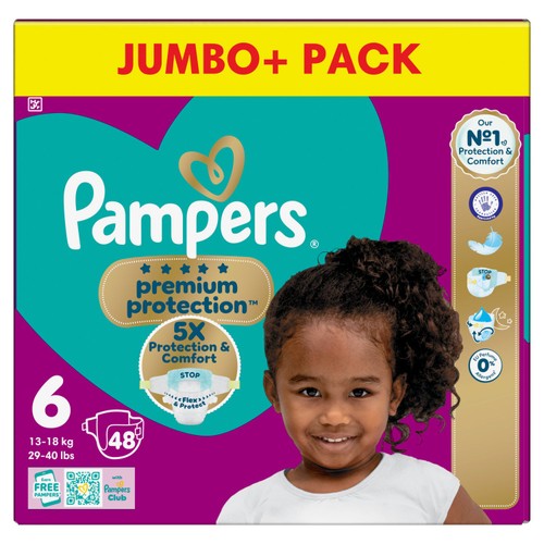 Pampers Premium Protection Nappies, Size 6 (13kg+) Jumbo+ Pack