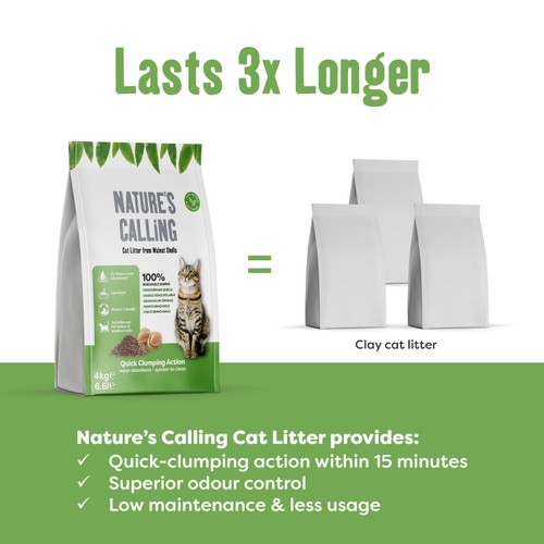Natures Calling Natural Cat Litter Litter Pouch Walnut Shells Grain Free