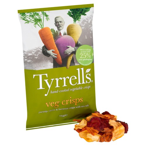Tyrrells Parsnip, Beetroot & Carrot Veg Crisps with Sea Salt