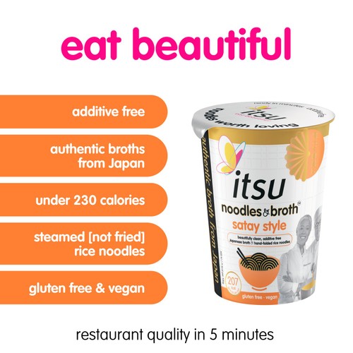 itsu satay style instant noodles & broth pot