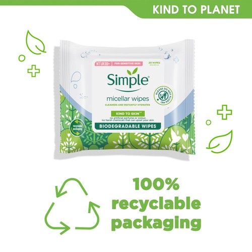 Simple Kind to Skin Micellar Biodegradable Cleansing Wipes