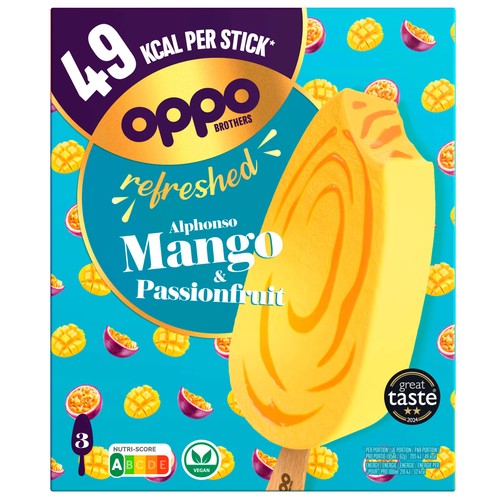 Oppo Refreshed Mango & Passionfruit Low Calorie Sorbetto Sticks