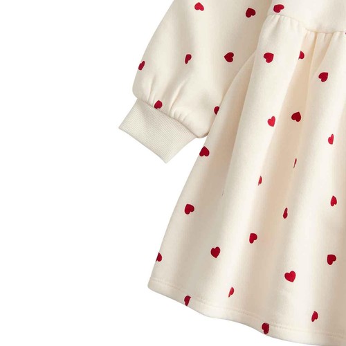 M&S Girls Ditsy Heart Dress, 9-10 Years, Ecru Mix