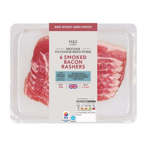 M&S British Outdoor Bred Smoked Bacon Rashers Made Without Nitrites