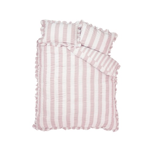 Catherine Lansfield Seersucker Frill Super King Duvet Set