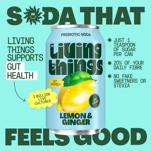 Living Things Lemon & Ginger Biotic Soda